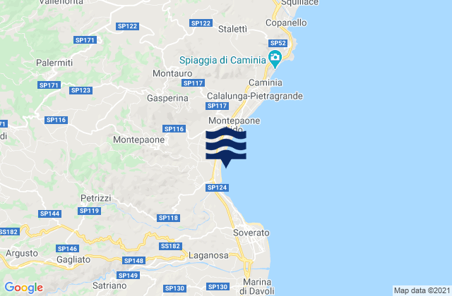 Karte der Gezeiten Montepaone, Italy