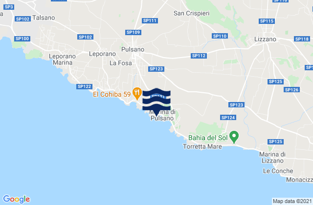 Karte der Gezeiten Monteparano, Italy