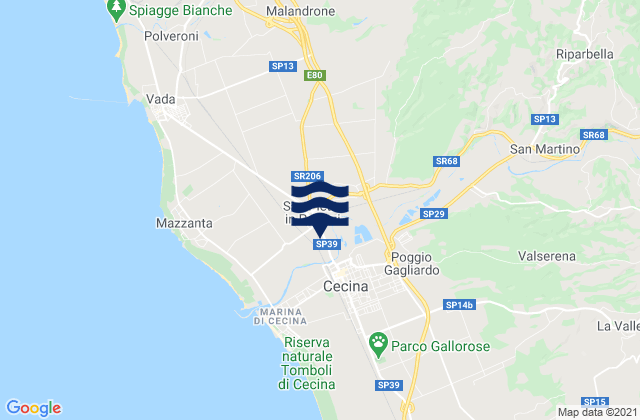 Karte der Gezeiten Montescudaio, Italy
