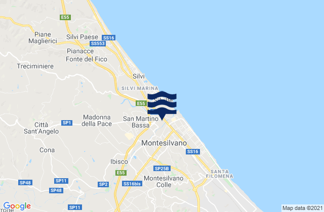 Karte der Gezeiten Montesilvano Marina, Italy
