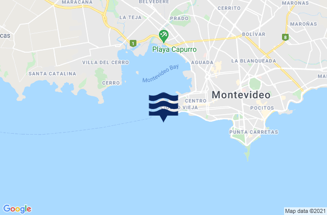 Karte der Gezeiten Montevideo, Argentina