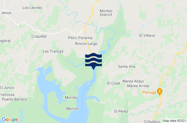 Karte der Gezeiten Montijo, Panama