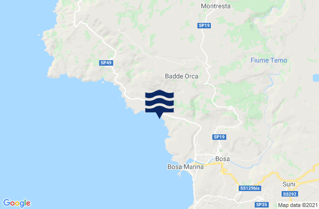 Karte der Gezeiten Montresta, Italy