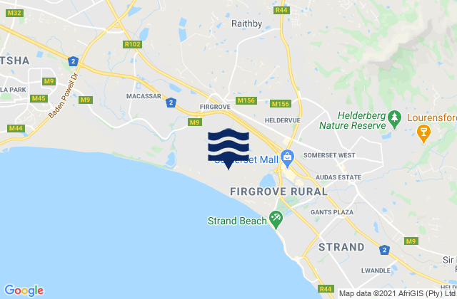 Karte der Gezeiten Monwabisi Strand, South Africa