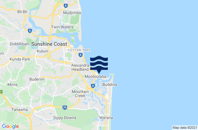 Karte der Gezeiten Mooloolaba Beach, Australia