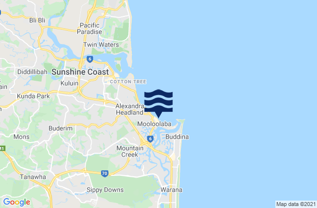 Karte der Gezeiten Mooloolaba, Australia