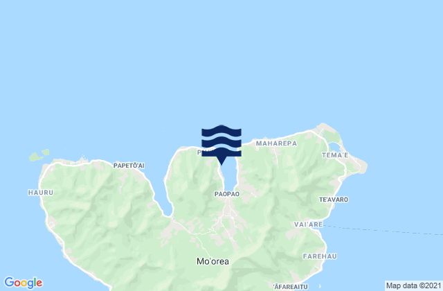 Karte der Gezeiten Moorea-Maiao, French Polynesia