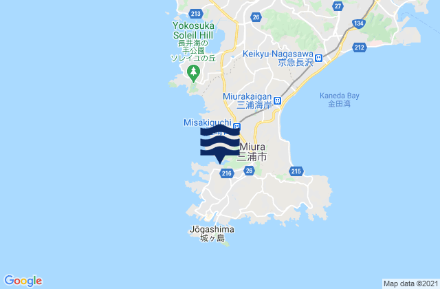 Karte der Gezeiten Moroiso, Japan