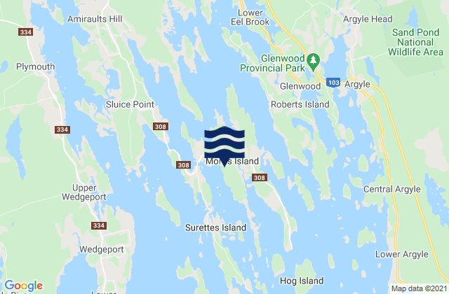 Karte der Gezeiten Morris Island, Canada