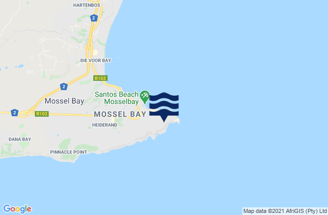 Karte der Gezeiten Mossel Bay, South Africa