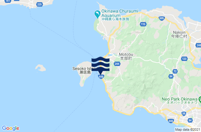 Karte der Gezeiten Motobu Port, Japan