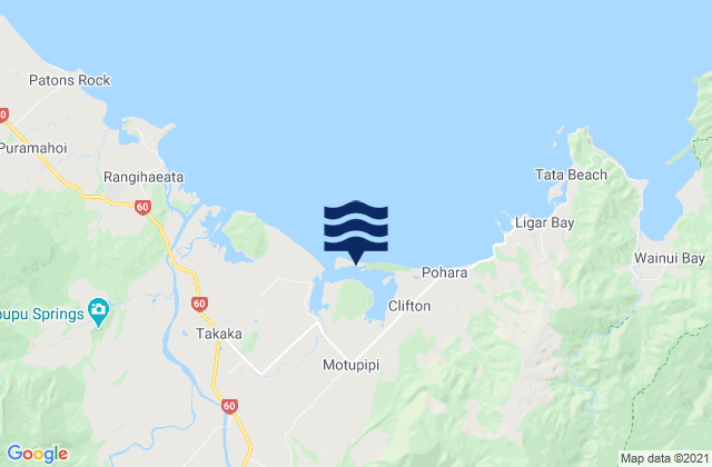 Karte der Gezeiten Motupipi Inlet, New Zealand