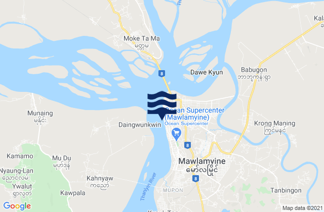 Karte der Gezeiten Moulmein (Mawlamyine), Myanmar
