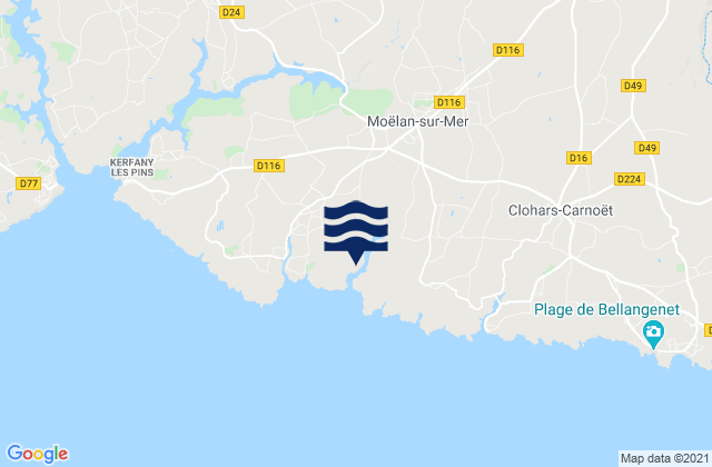 Karte der Gezeiten Moëlan-sur-Mer, France