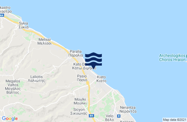 Karte der Gezeiten Moúlki, Greece