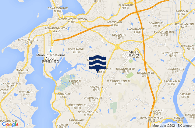 Karte der Gezeiten Muan, South Korea