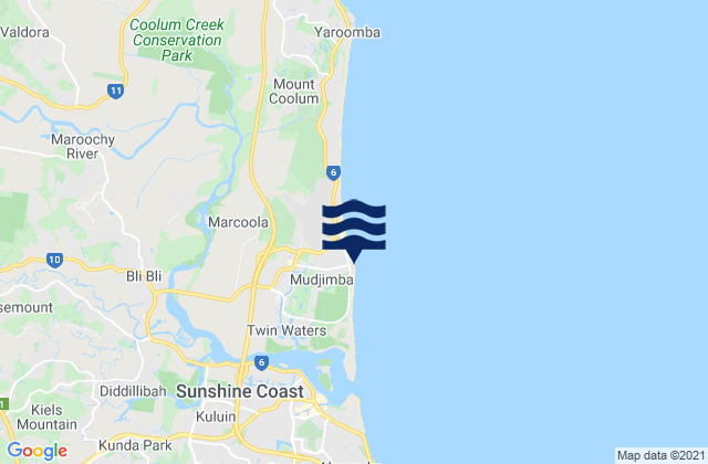 Karte der Gezeiten Mudjimba Beach, Australia