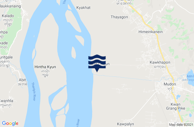 Karte der Gezeiten Mudon, Myanmar