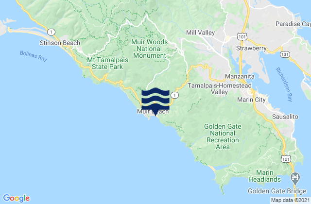 Karte der Gezeiten Muir Beach, United States