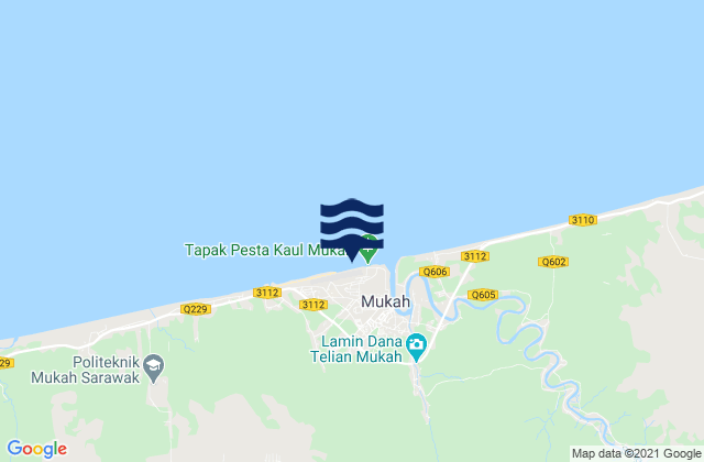 Karte der Gezeiten Mukah, Malaysia