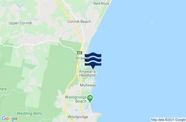Karte der Gezeiten Mullaway Beach, Australia