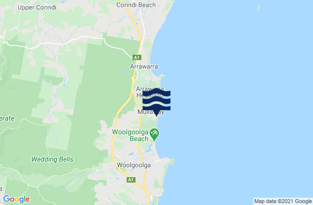 Karte der Gezeiten Mullaway, Australia