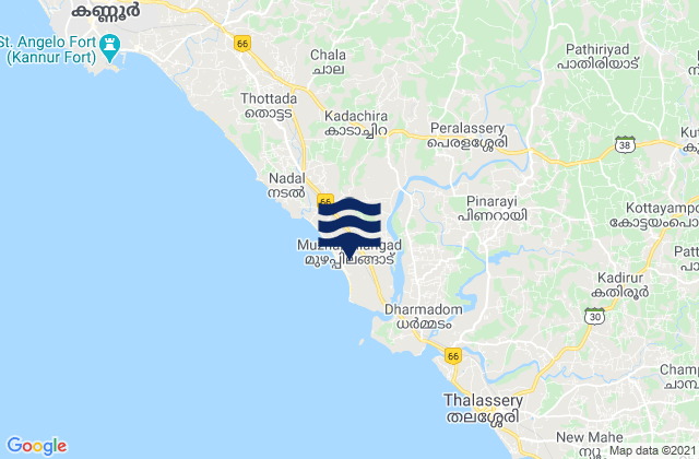 Karte der Gezeiten Muluppilagadu, India