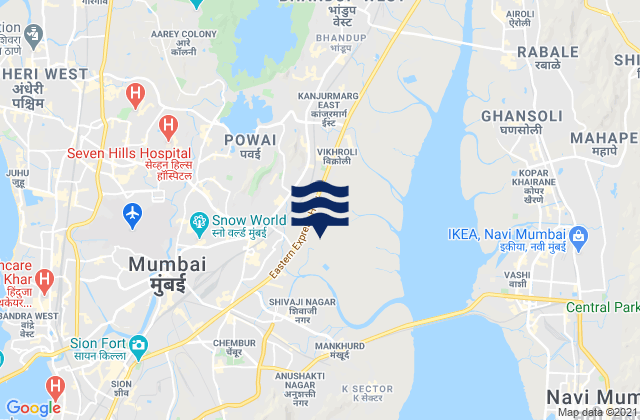 Karte der Gezeiten Mumbai, India
