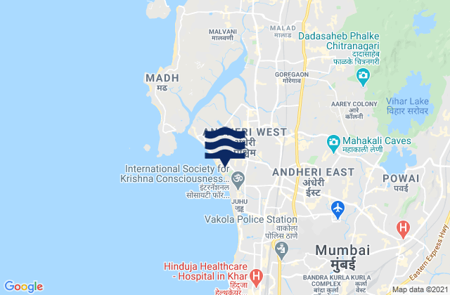 Karte der Gezeiten Mumbai Suburban, India