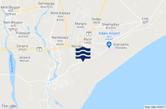 Karte der Gezeiten Mundra, India