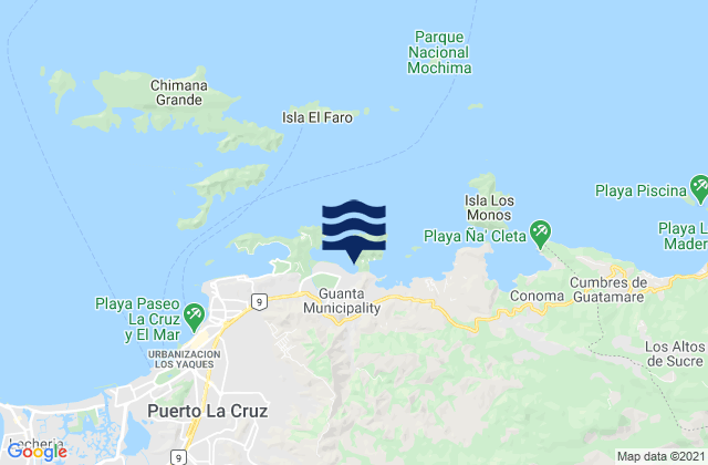 Karte der Gezeiten Municipio Guanta, Venezuela