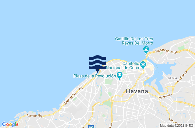 Karte der Gezeiten Municipio de Marianao, Cuba