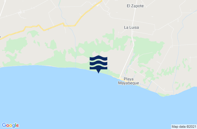 Karte der Gezeiten Municipio de Melena del Sur, Cuba