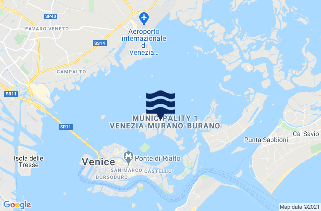 Karte der Gezeiten Murano, Italy
