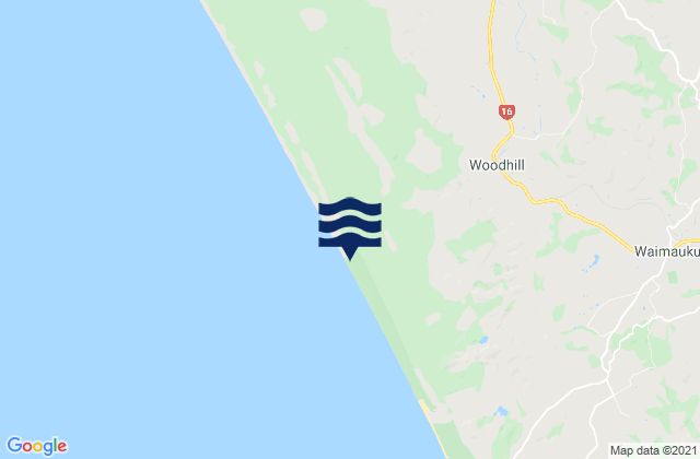 Karte der Gezeiten Muriwai Beach, New Zealand