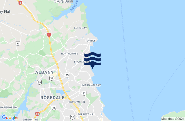 Karte der Gezeiten Murrays Bay, New Zealand