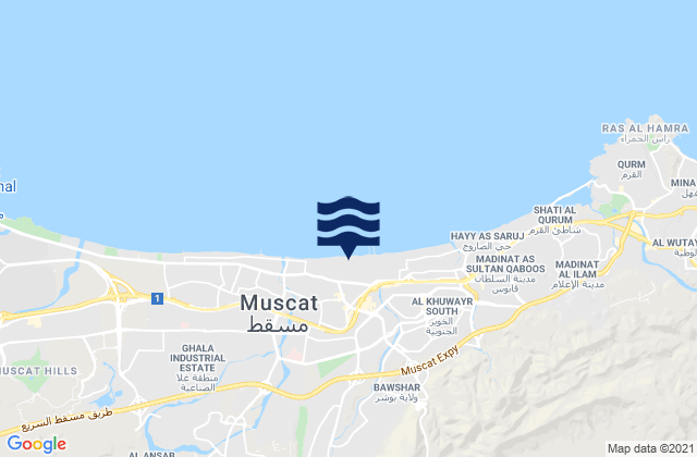 Karte der Gezeiten Muscat, Oman