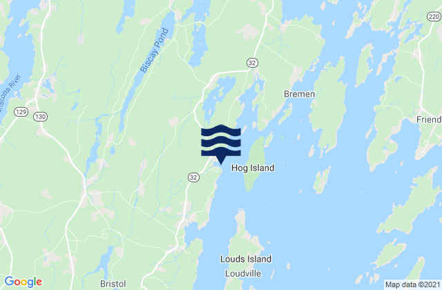 Karte der Gezeiten Muscongus Harbor (Muscongus Sound), United States