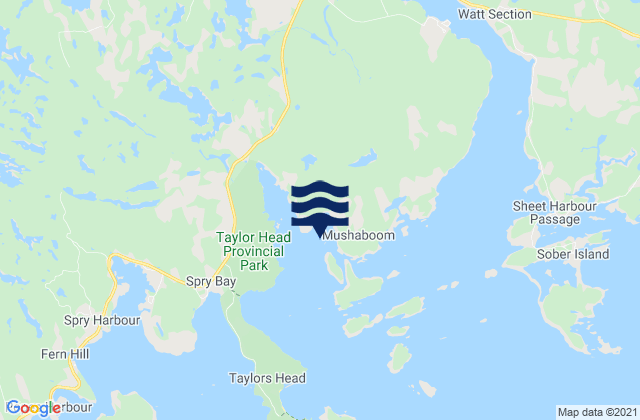 Karte der Gezeiten Mushaboom Harbour, Canada