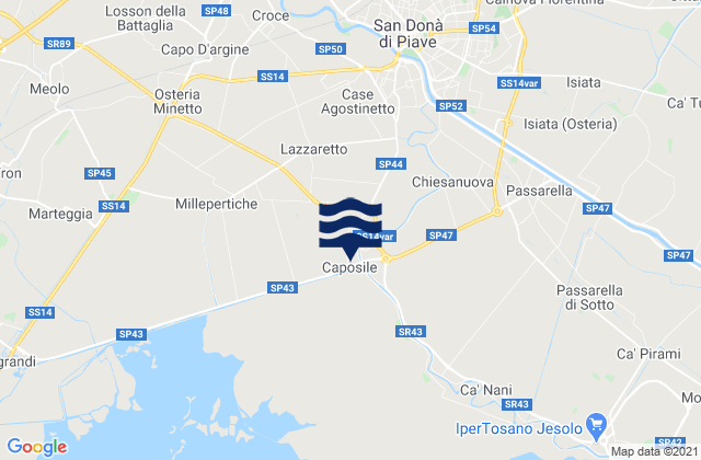Karte der Gezeiten Musile di Piave, Italy