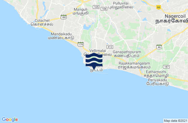 Karte der Gezeiten Muttam Point, India