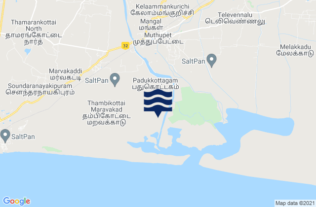 Karte der Gezeiten Muttupet, India