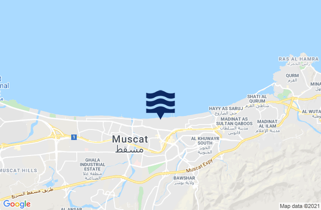 Karte der Gezeiten Muḩāfaz̧at Masqaţ, Oman