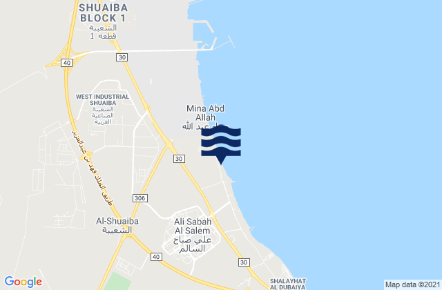 Karte der Gezeiten Muḩāfaz̧at al Aḩmadī, Kuwait