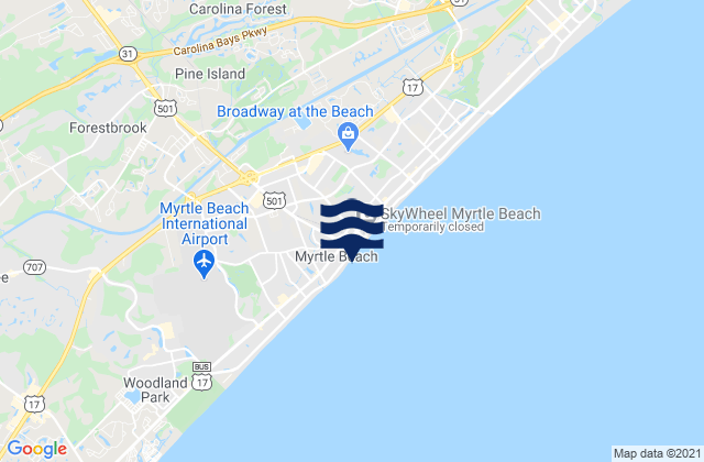 Karte der Gezeiten Myrtle Beach, United States