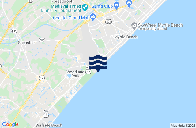 Karte der Gezeiten Myrtle Beach Springmaid Pier, United States