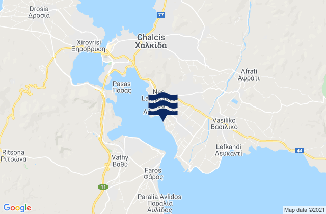 Karte der Gezeiten Mytikas, Greece