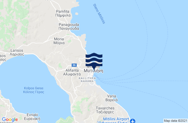 Karte der Gezeiten Mytilene, Greece