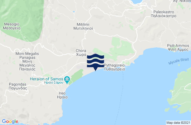 Karte der Gezeiten Mytilinioí, Greece