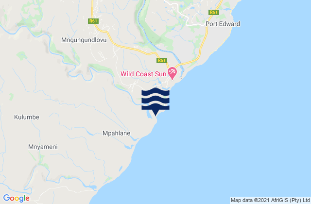 Karte der Gezeiten Mzamba Beach, South Africa